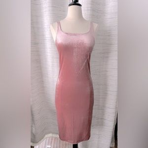 Blush pink velvet midi dress